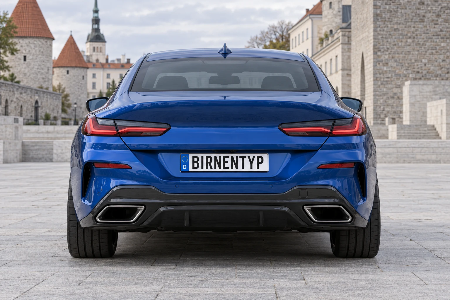 Heck-Ansicht des BMW 8er 2 (Gran Coupé) (mit KI erzeugt)