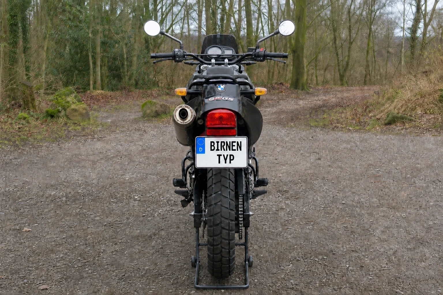 Heck-Ansicht der BMW G 650 (& GS) (mit KI erzeugt)