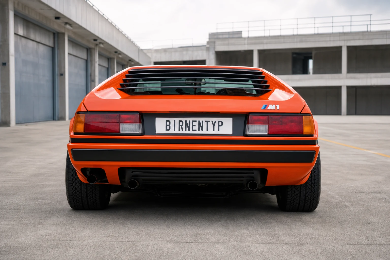 Heck-Ansicht des BMW M1 1 (mit KI erzeugt)