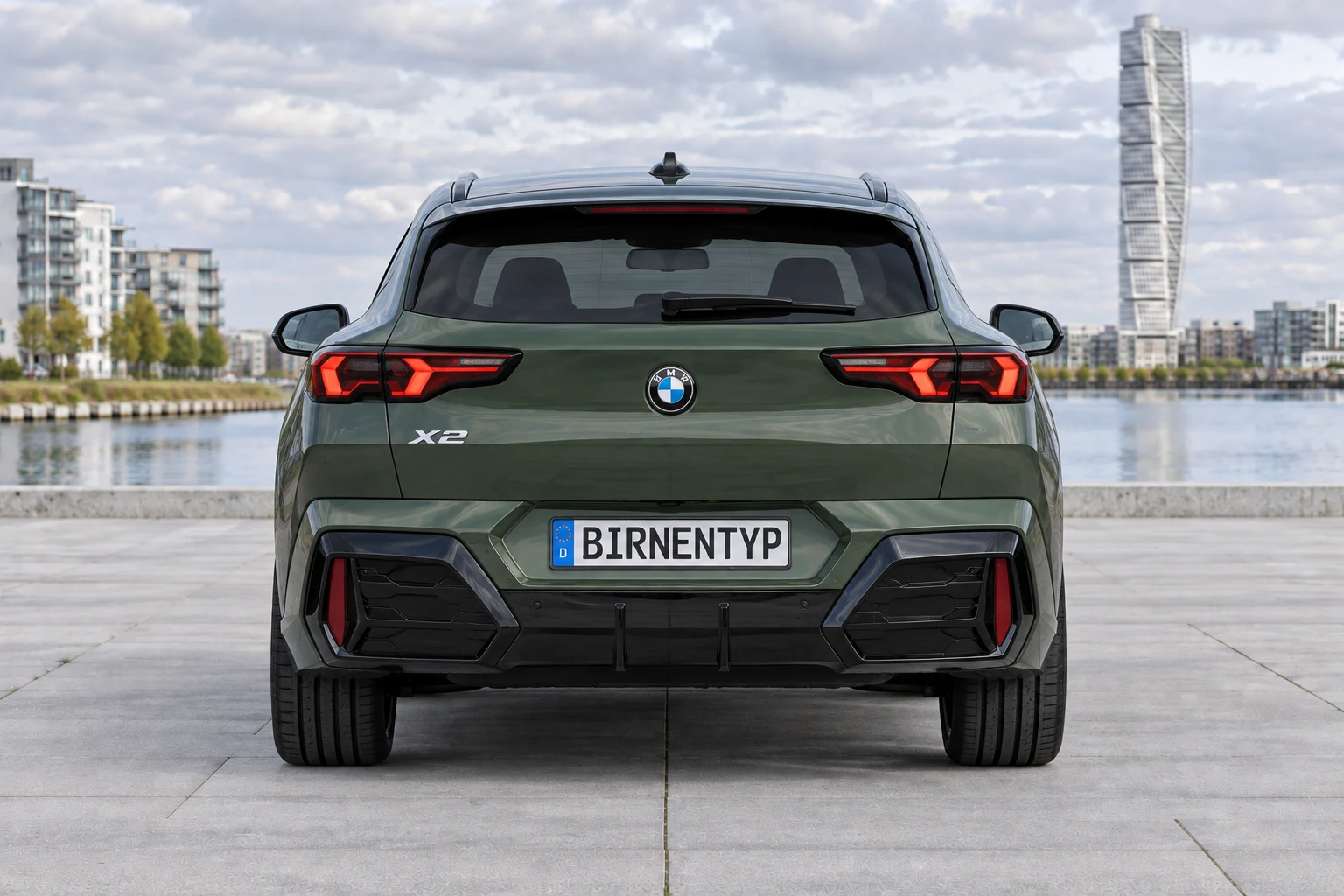 Heck-Ansicht des BMW X2 2 (mit KI erzeugt)
