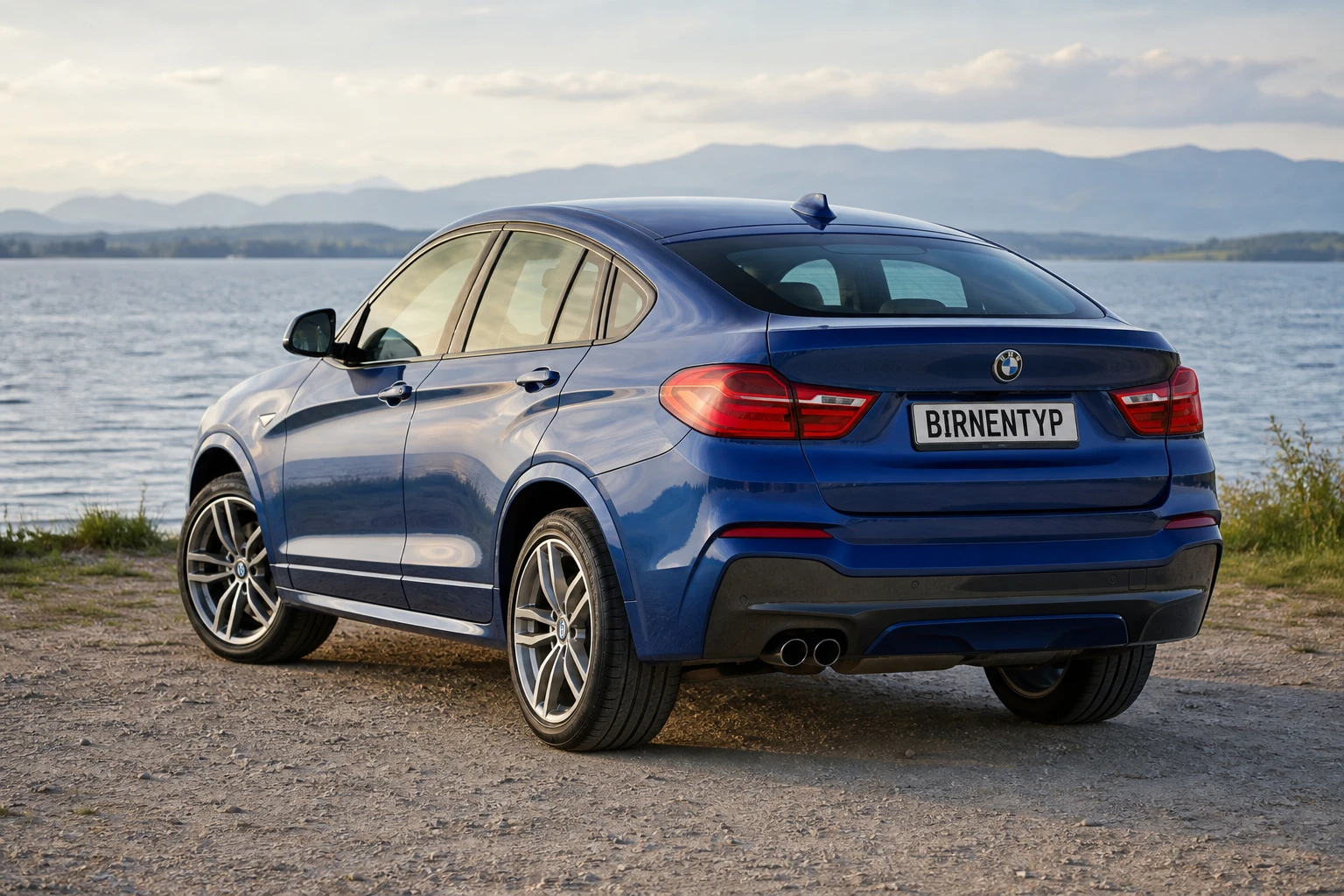 Heck-Ansicht des BMW X4 1 (mit KI erzeugt)