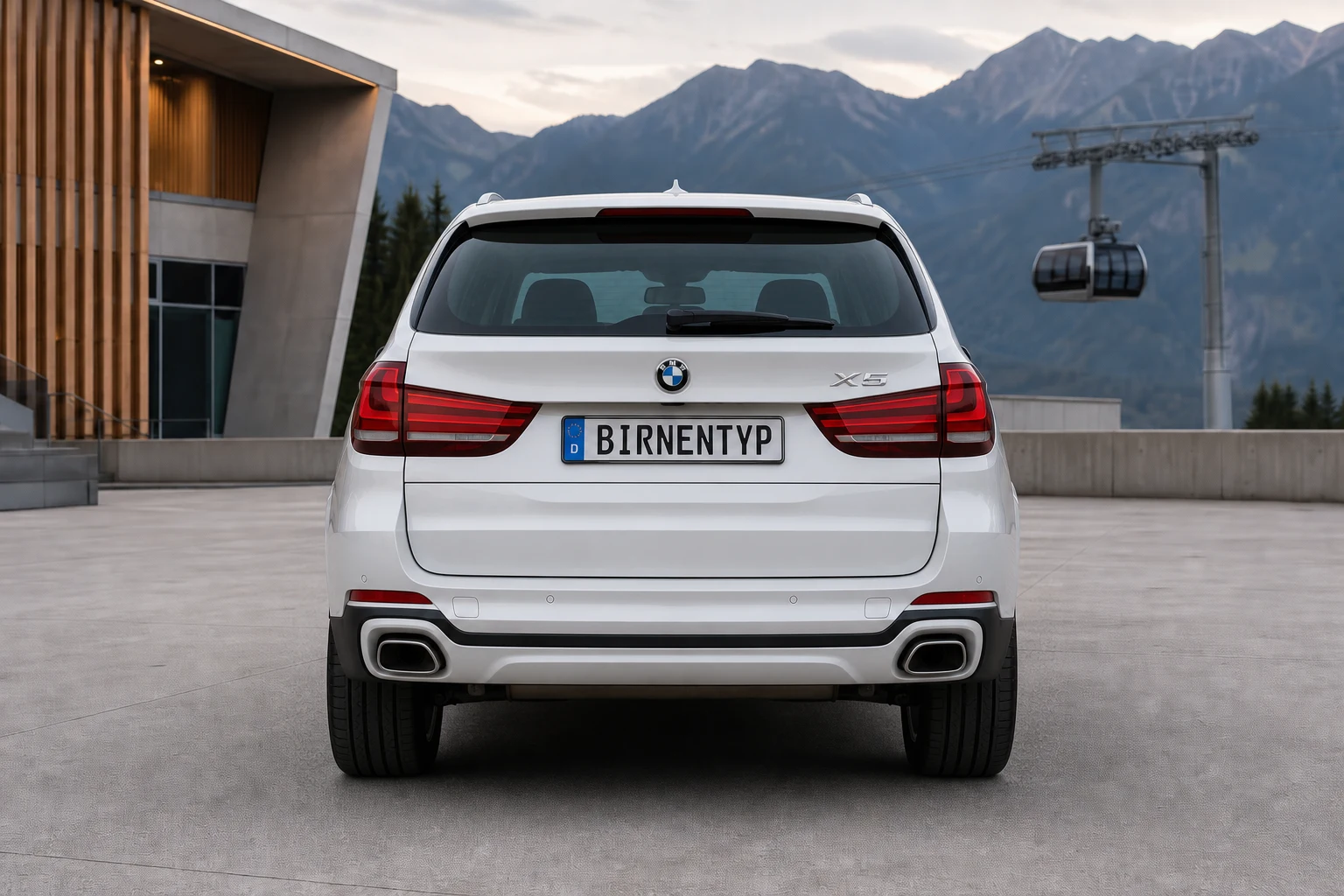 Heck-Ansicht des BMW X5 3 (mit KI erzeugt)