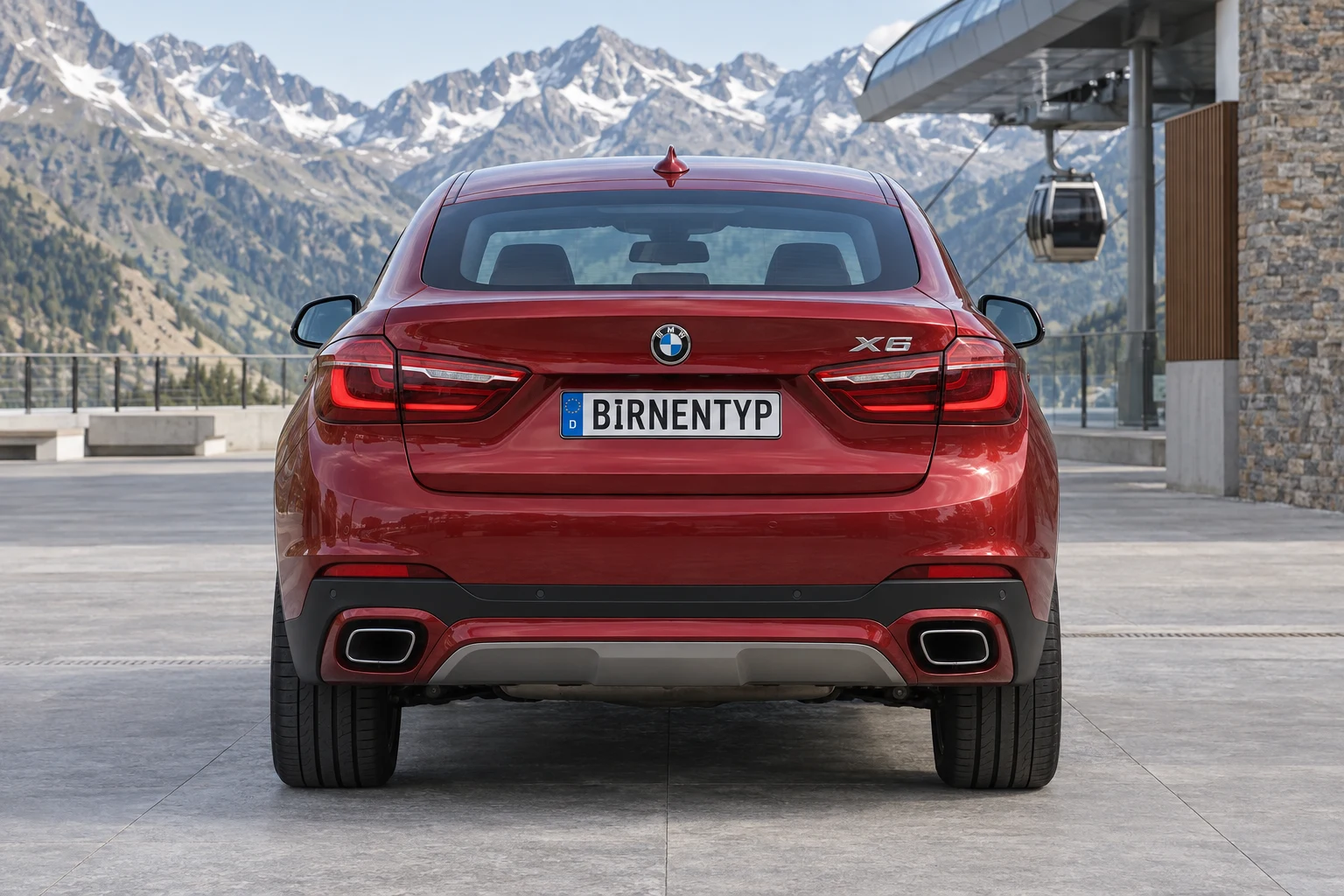 Heck-Ansicht des BMW X6 2 (mit KI erzeugt)