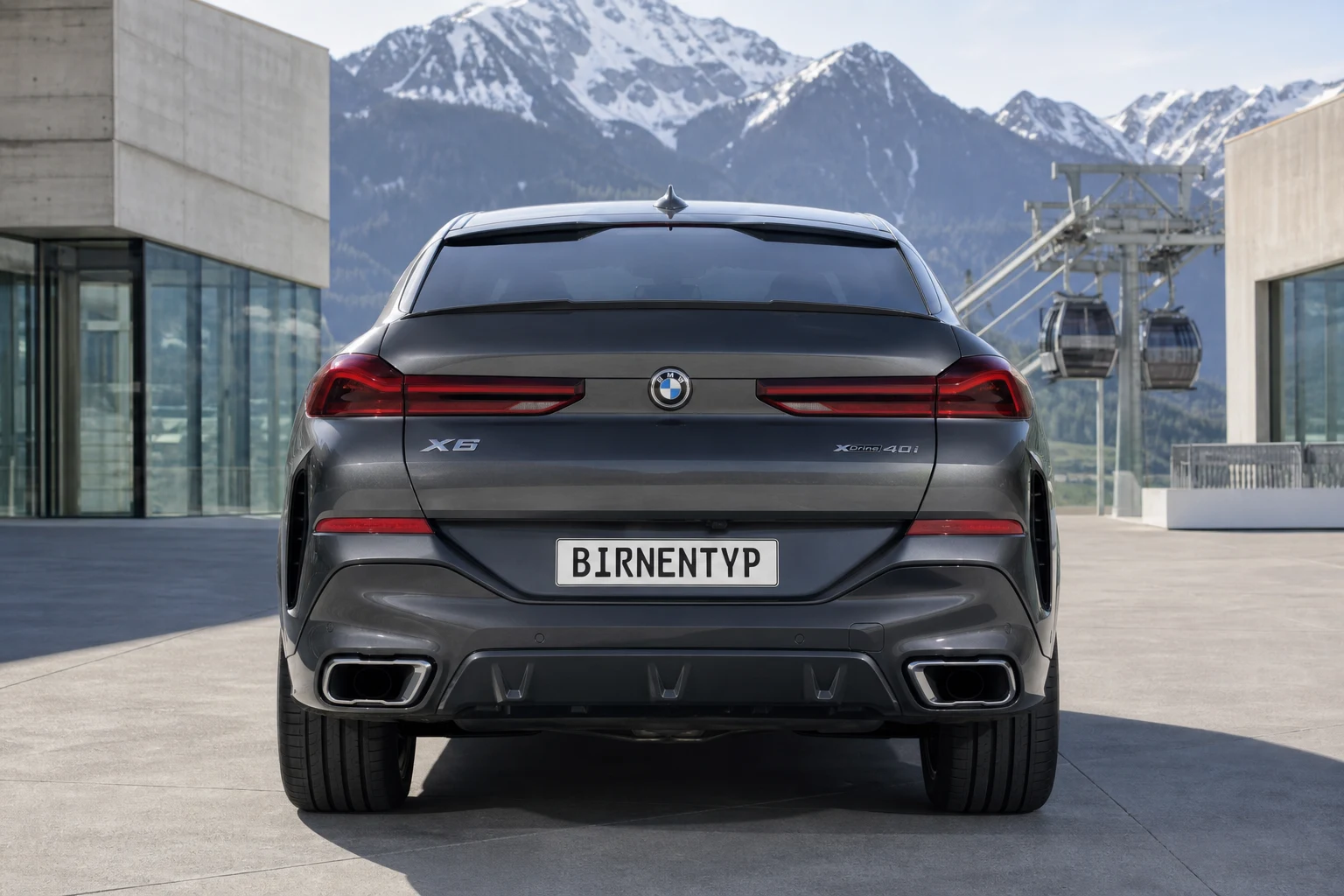 Heck-Ansicht des BMW X6 3 (mit KI erzeugt)