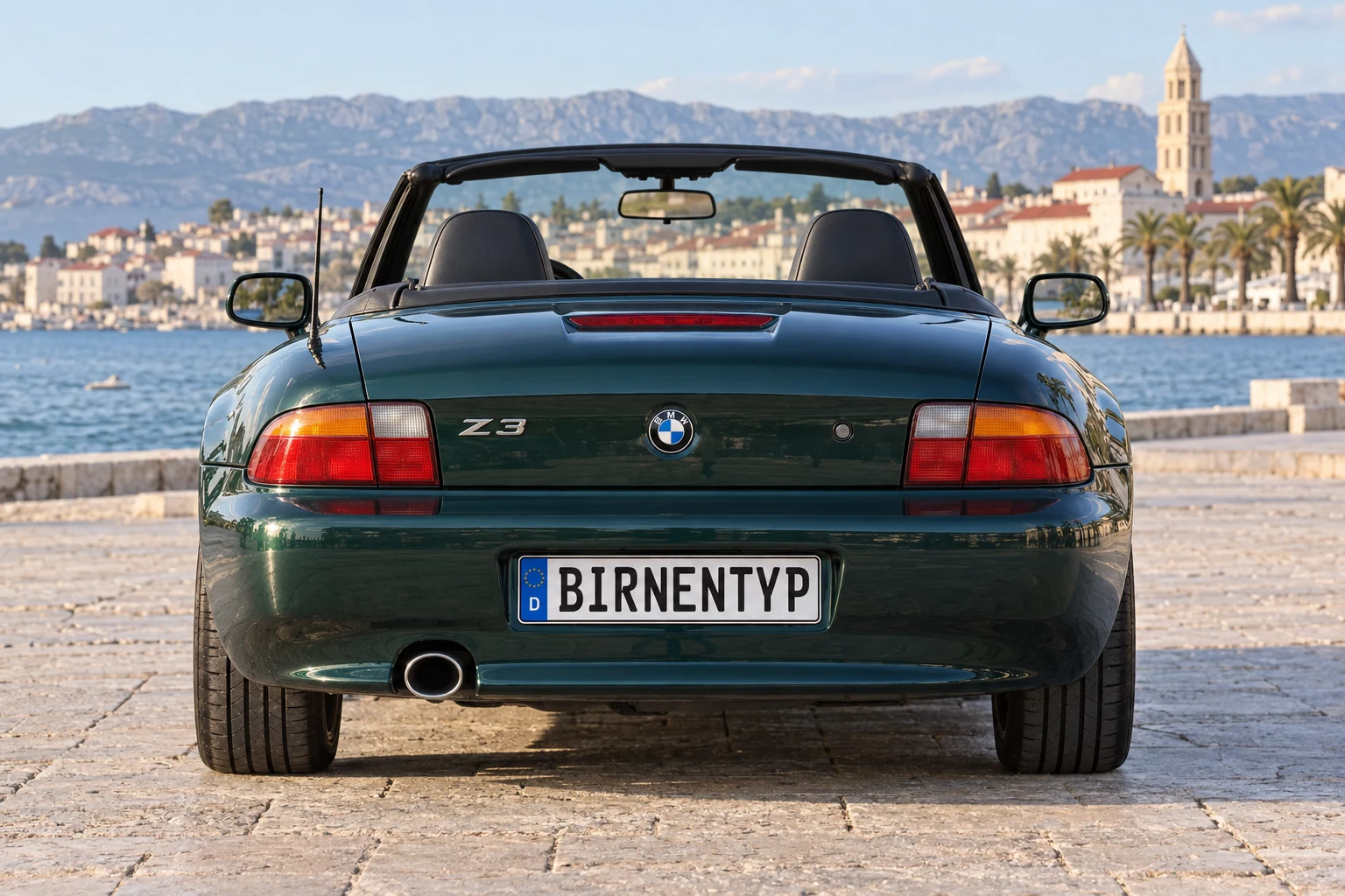 Heck-Ansicht des BMW Z3 1 (mit KI erzeugt)
