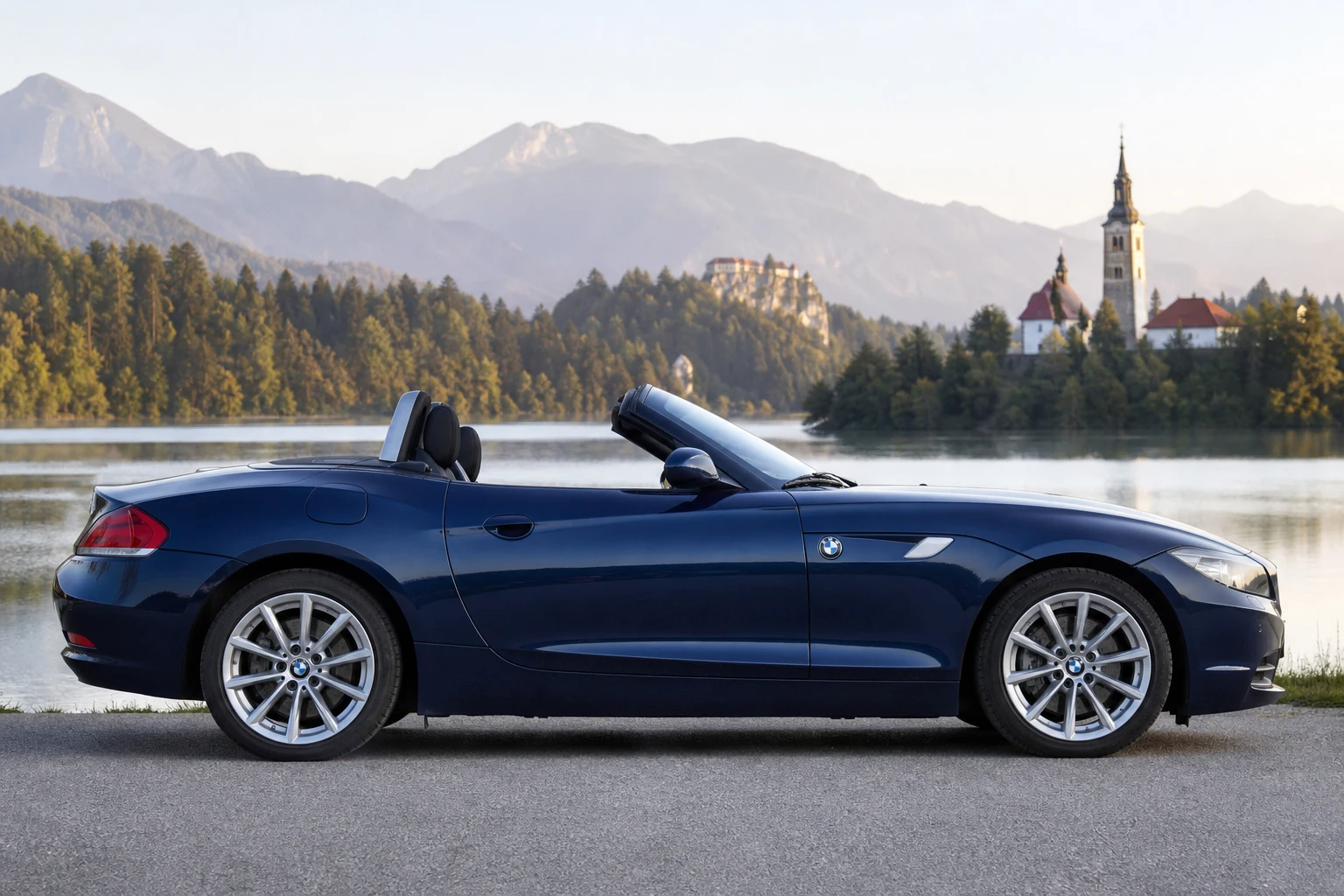 Seitenansicht (Fahrerseite) des BMW Z4 2 als Roadster (mit KI erzeugt)