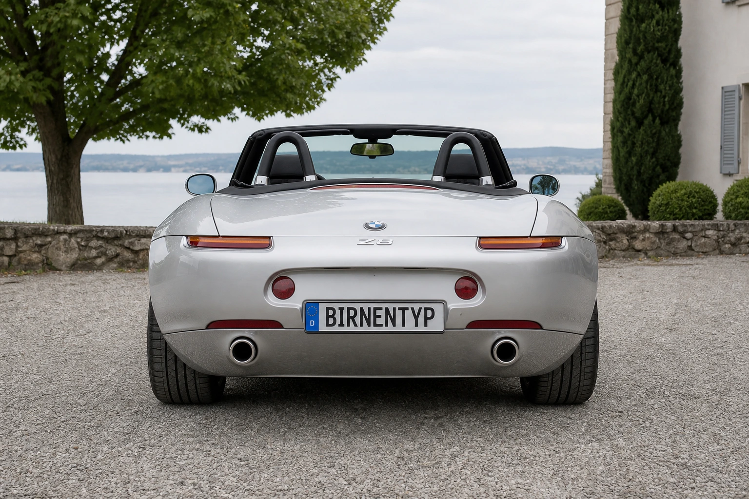 Heck-Ansicht des BMW Z8 1 (mit KI erzeugt)