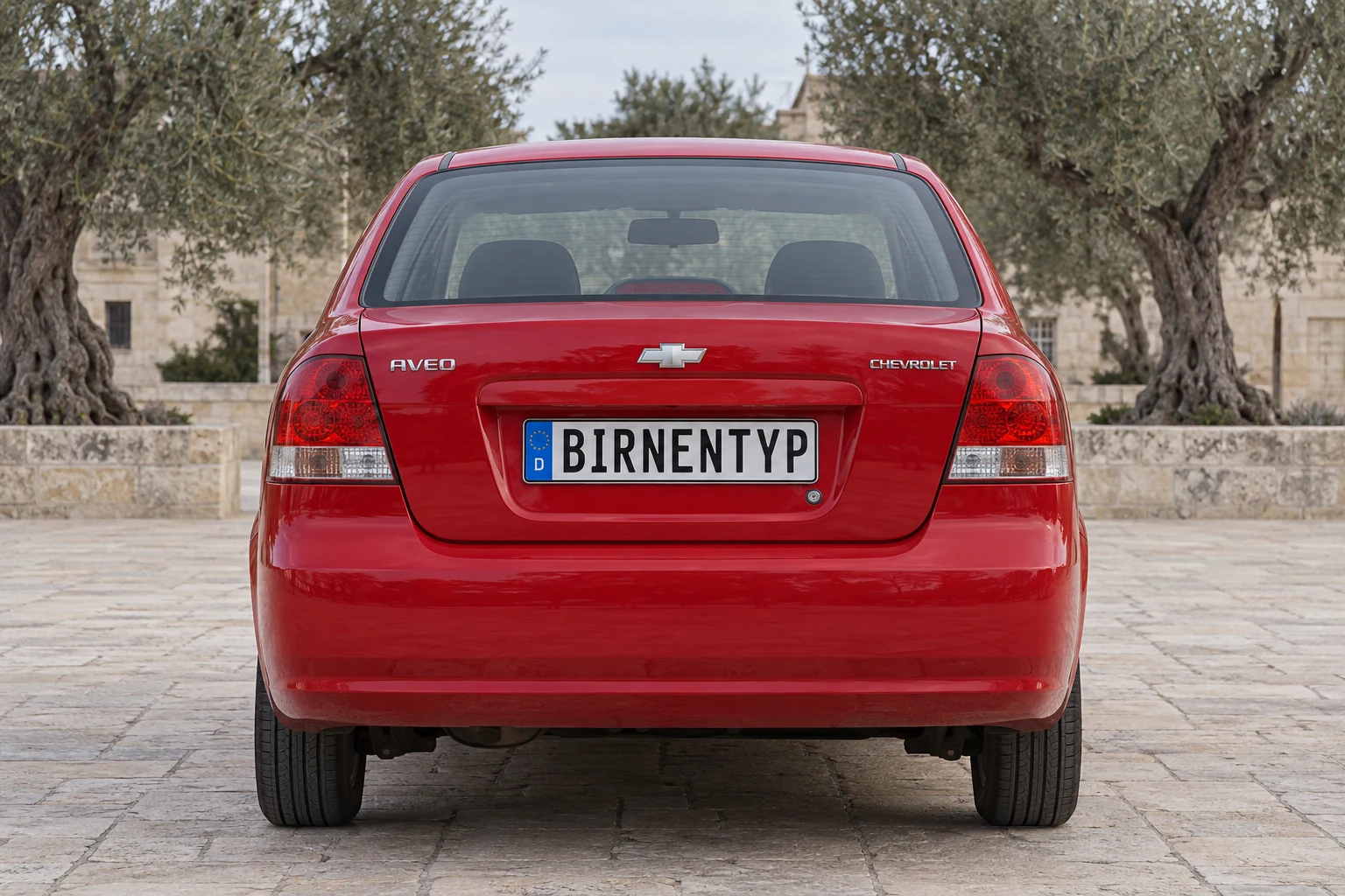 Heck-Ansicht des Chevrolet Aveo 1 (mit KI erzeugt)