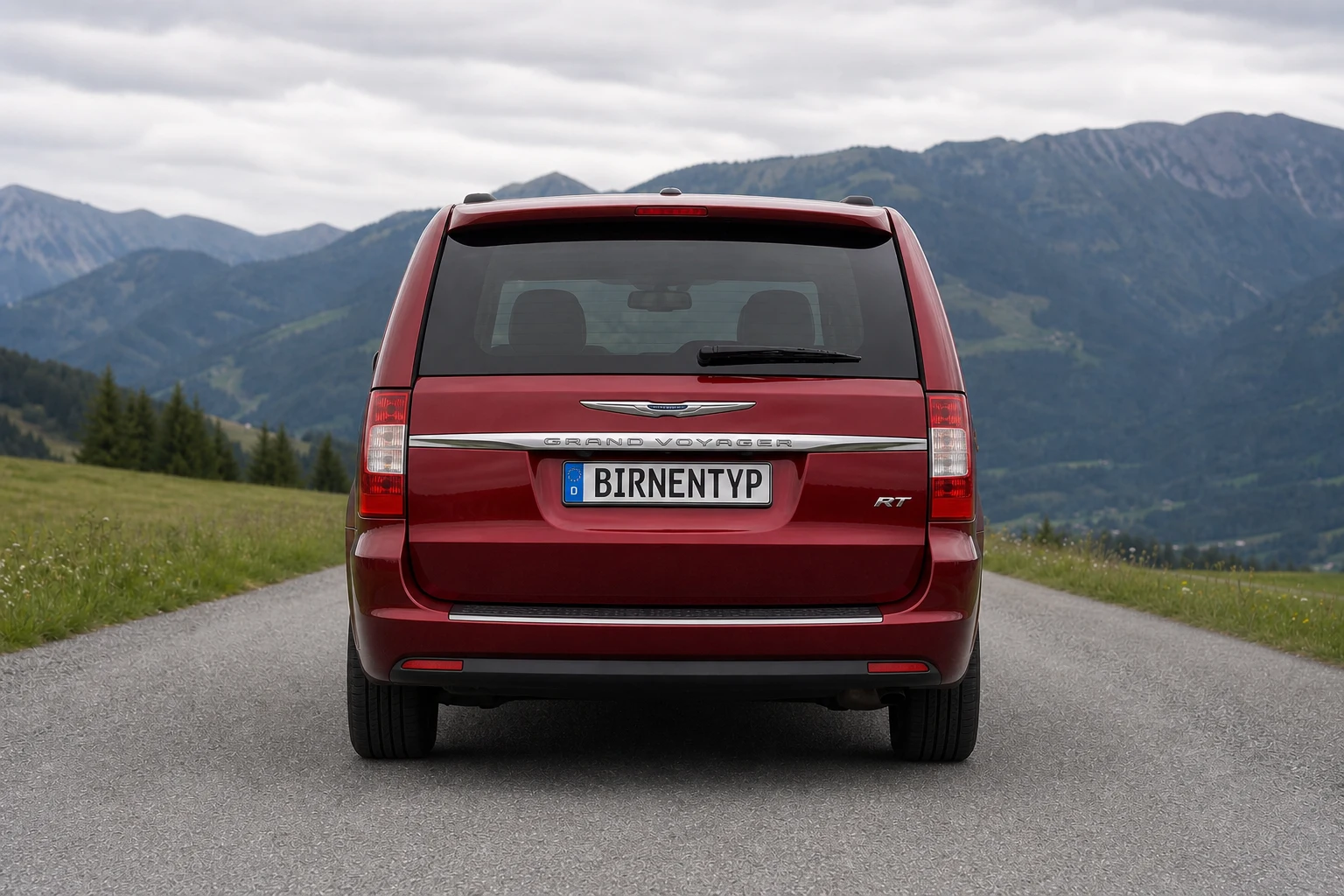 Heck-Ansicht des Chrysler Voyager 5 (mit KI erzeugt)