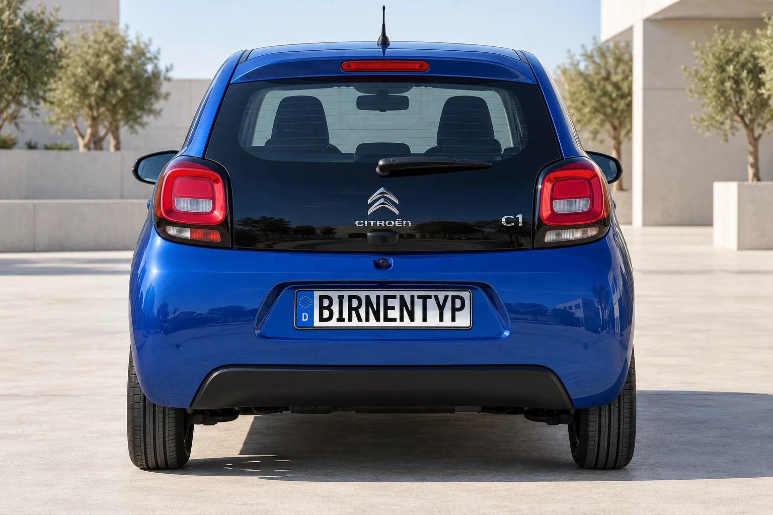 Heck-Ansicht des Citroën C1 2 (mit KI erzeugt)