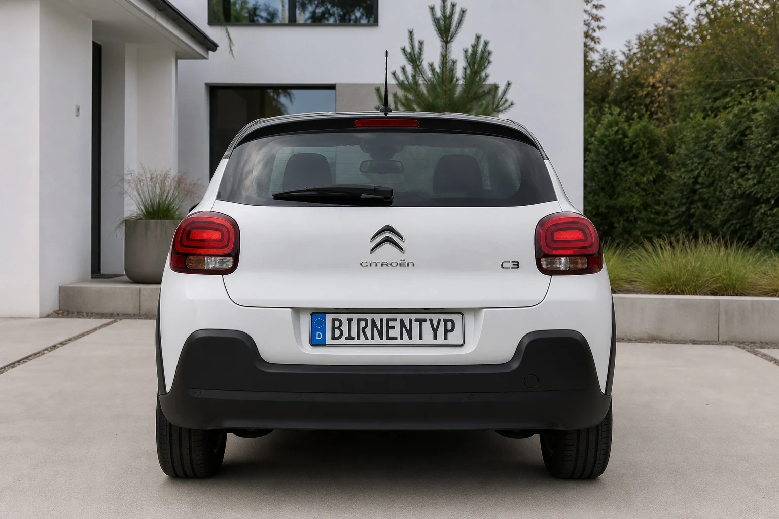 Heck-Ansicht des Citroën C3 3. Gen (mit KI erzeugt)
