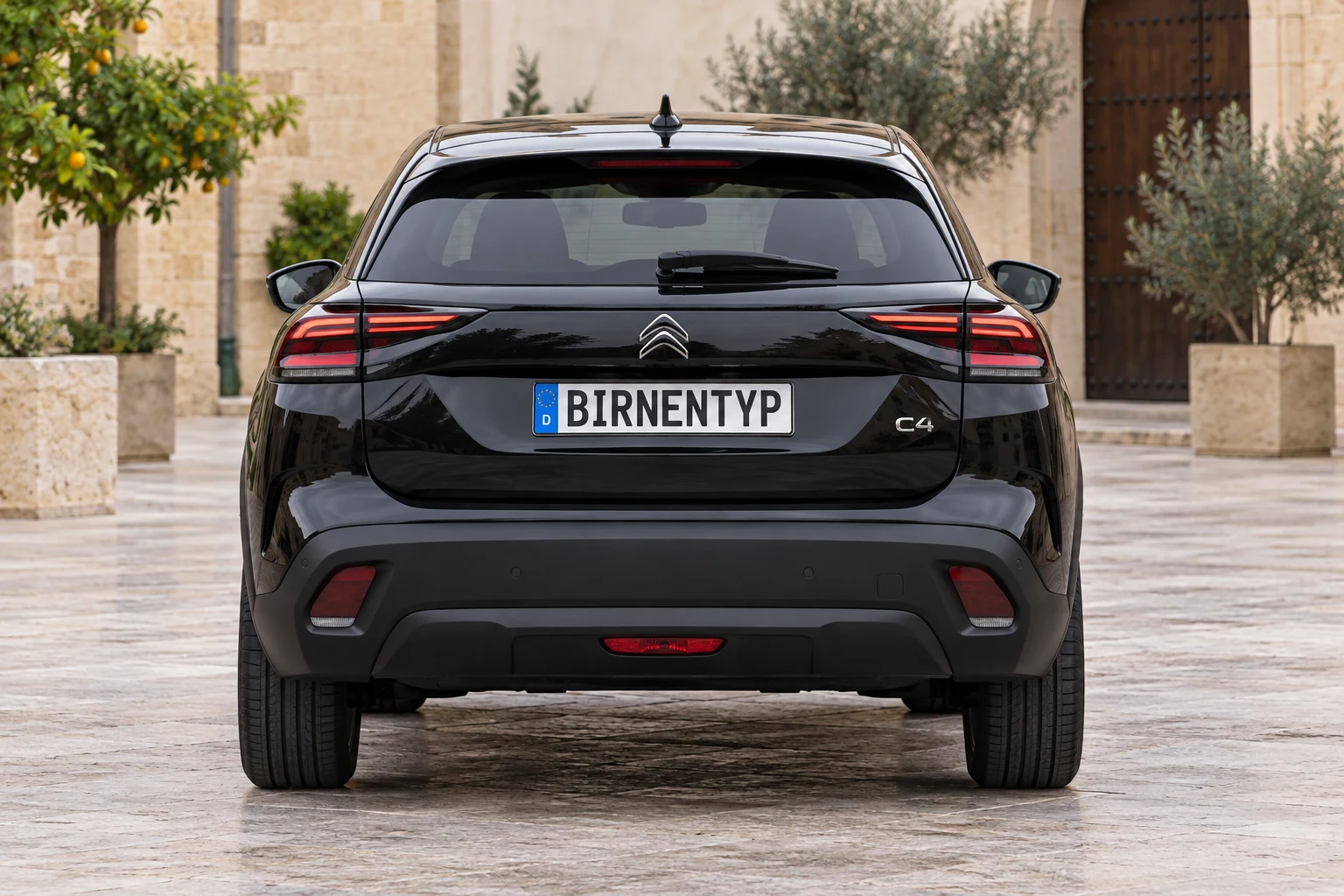 Heck-Ansicht des Citroën C4 4 (mit KI erzeugt)