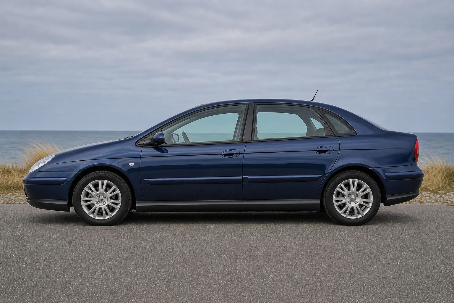 Seitenansicht (Fahrerseite) des Citroën C5 1 als Schrägheck (Berline) (mit KI erzeugt)