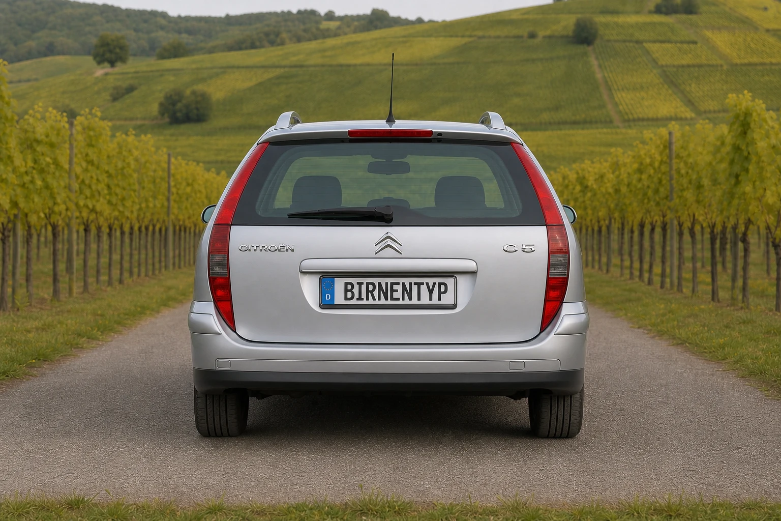 Heck-Ansicht des Citroën C5 1 (Kombi (Break)) (mit KI erzeugt)