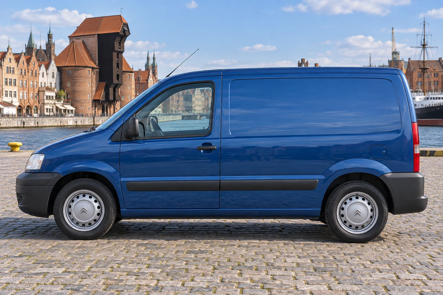 Seitenansicht (Fahrerseite) des Citroën Jumpy 1 als Kastenwagen (mit KI erzeugt)