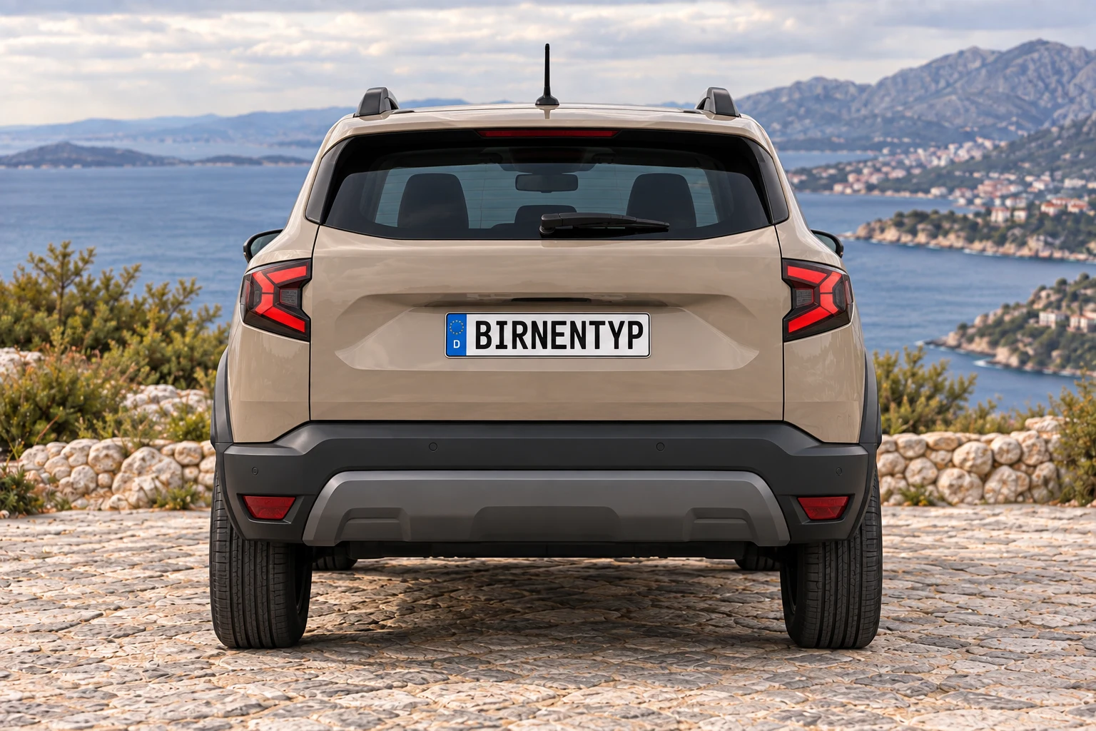 Heck-Ansicht des Dacia Duster 3 (mit KI erzeugt)