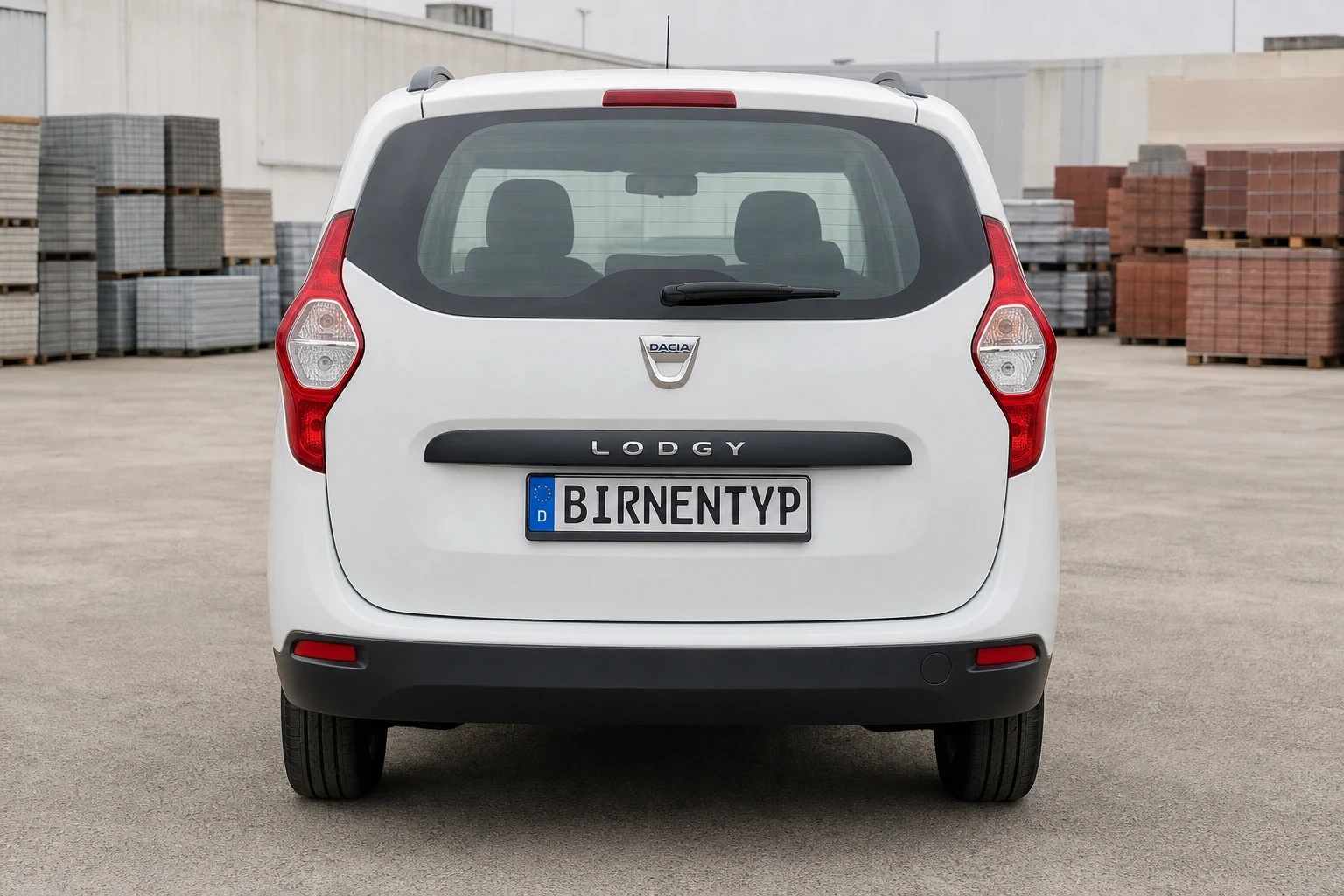Heck-Ansicht des Dacia Lodgy 1. Gen (mit KI erzeugt)