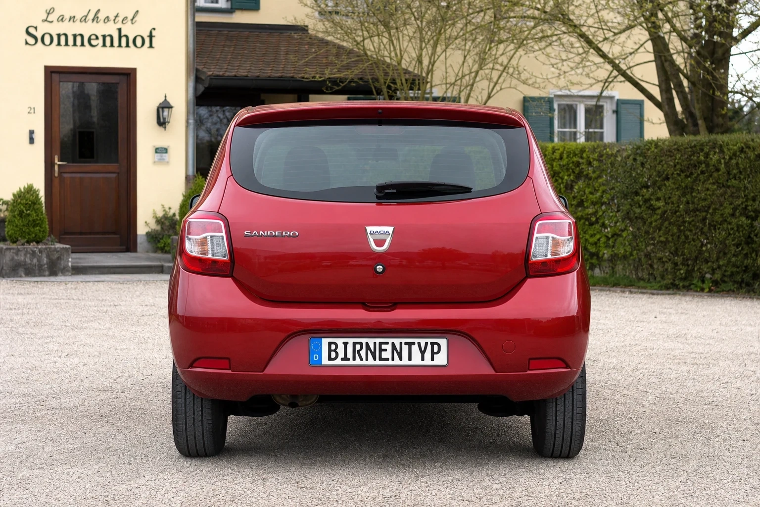 Heck-Ansicht des Dacia Sandero 2. Gen (mit KI erzeugt)