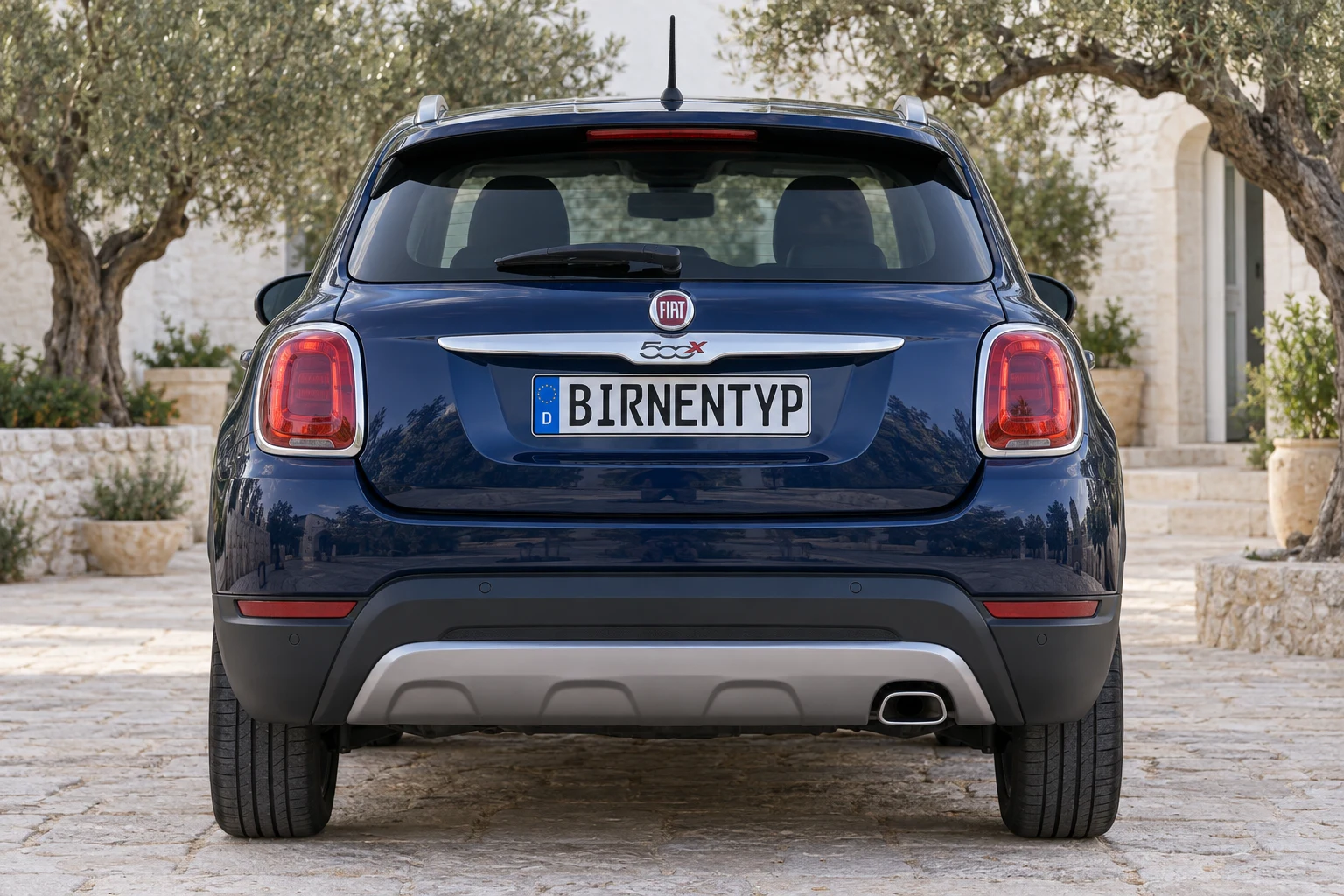 Heck-Ansicht des Fiat 500X 1 (mit KI erzeugt)
