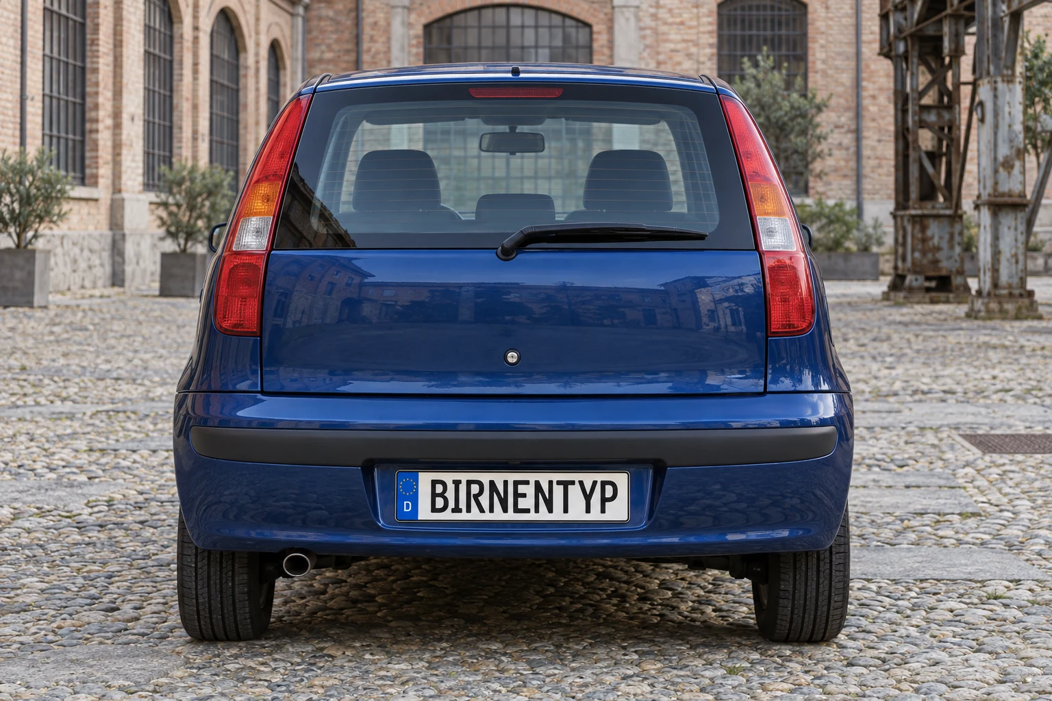 Heck-Ansicht des Fiat Punto 2 (Schrägheck (5-Türer)) (mit KI erzeugt)