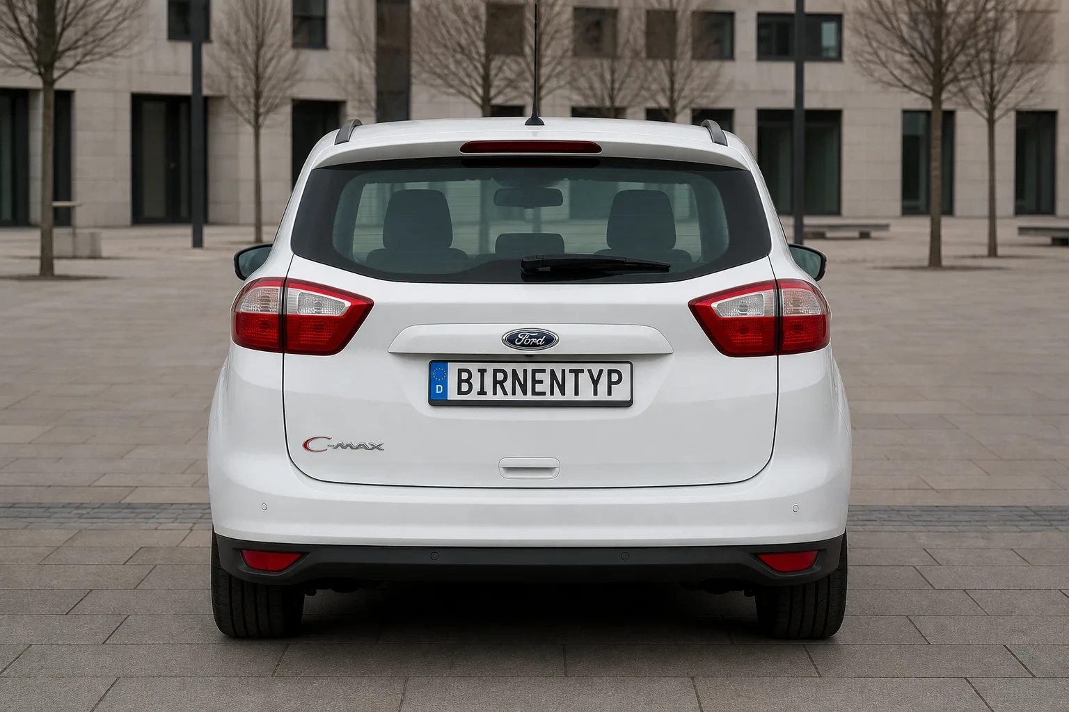 Heck-Ansicht des Ford (Grand) C-Max 2. Gen (mit KI erzeugt)