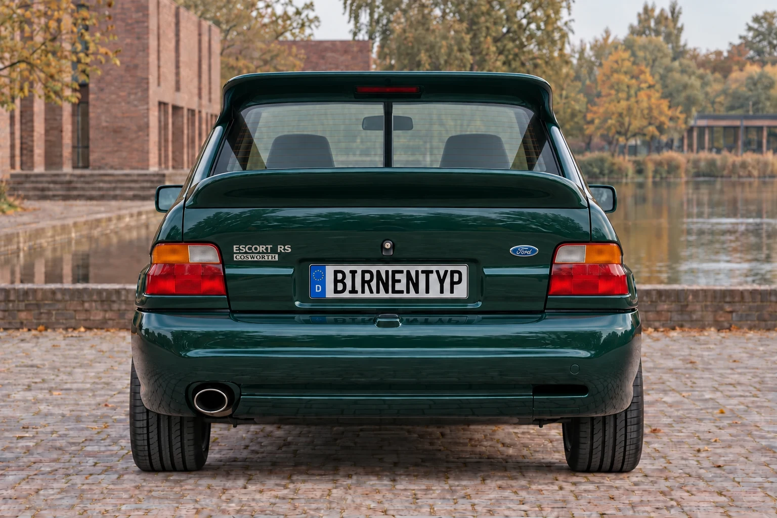 Heck-Ansicht des Ford Escort 5 (RS2000 / RS Cosworth) (mit KI erzeugt)
