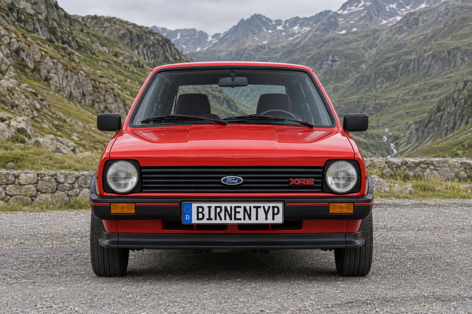 Frontansicht des Ford Fiesta 1 (XR2) (mit KI erzeugt)