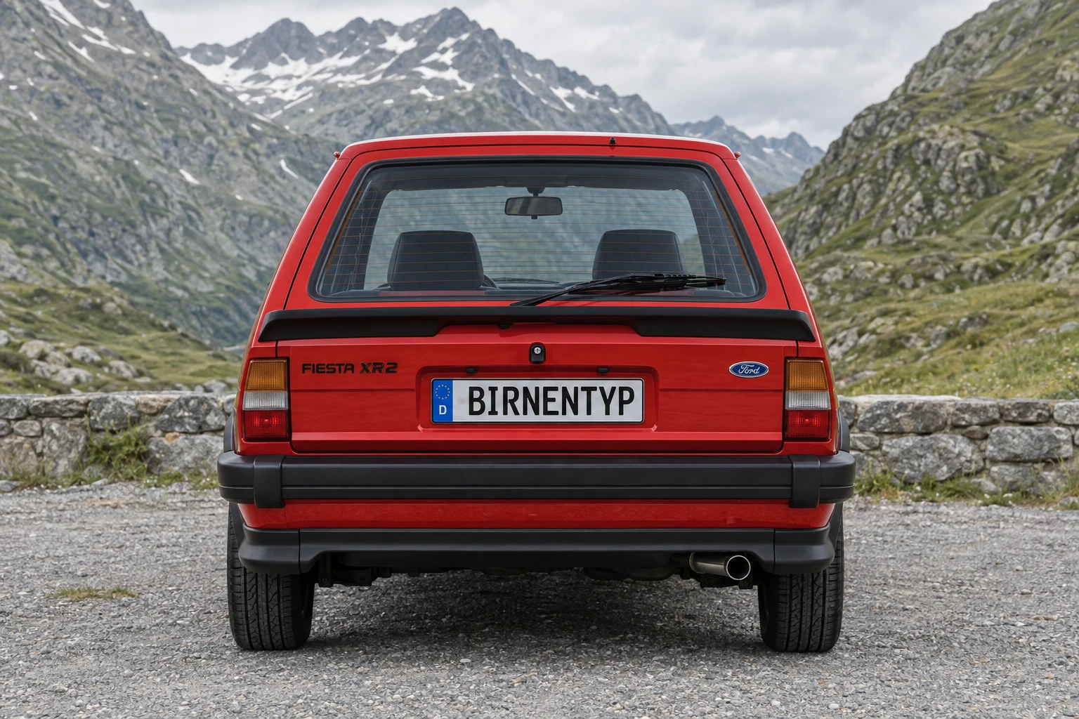 Heck-Ansicht des Ford Fiesta 1 (XR2) (mit KI erzeugt)
