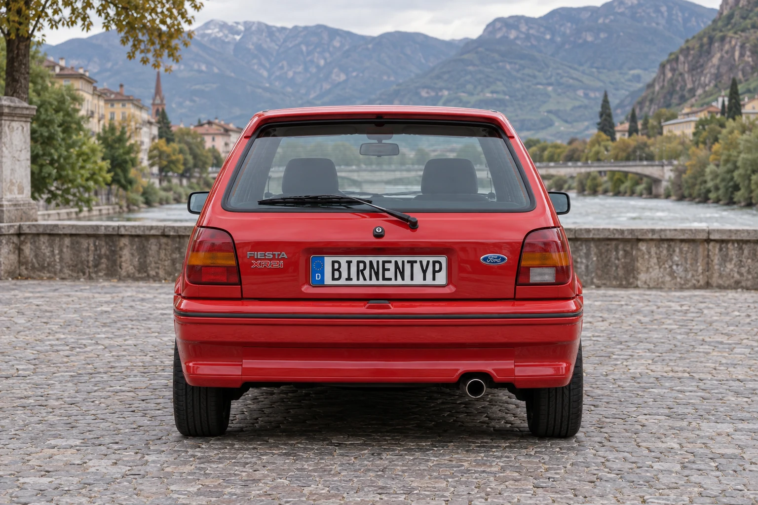 Heck-Ansicht des Ford Fiesta 3 (XR2i / RS Turbo / RS 1800) (mit KI erzeugt)