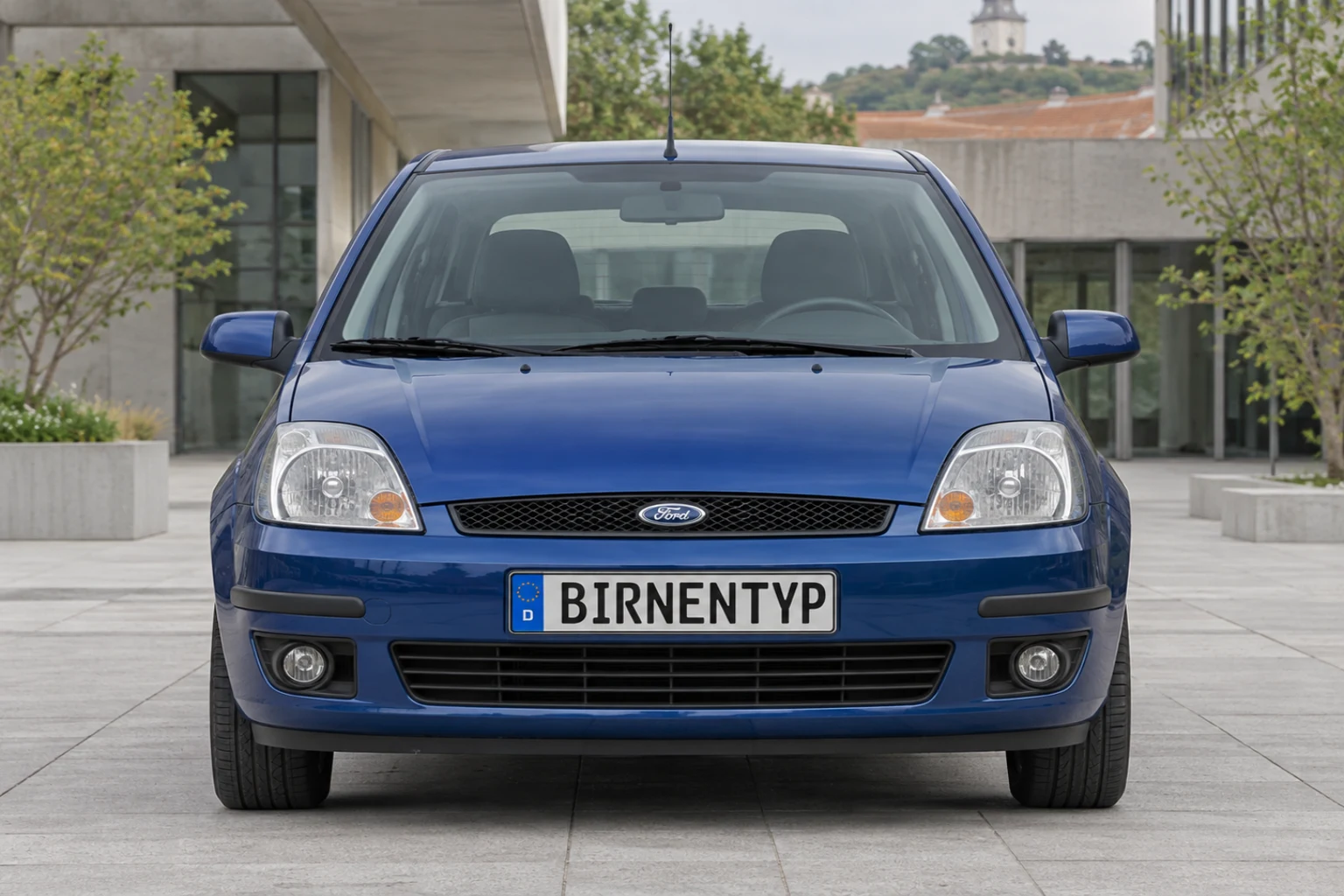 Frontansicht des Ford Fiesta 5 (5-Türer (Schrägheck)) (mit KI erzeugt)