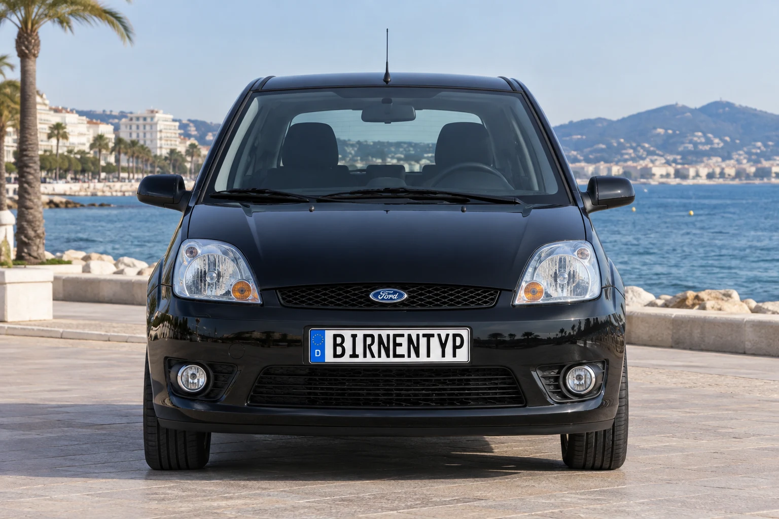 Frontansicht des Ford Fiesta 5 (Sport (1.6 16V)) (mit KI erzeugt)