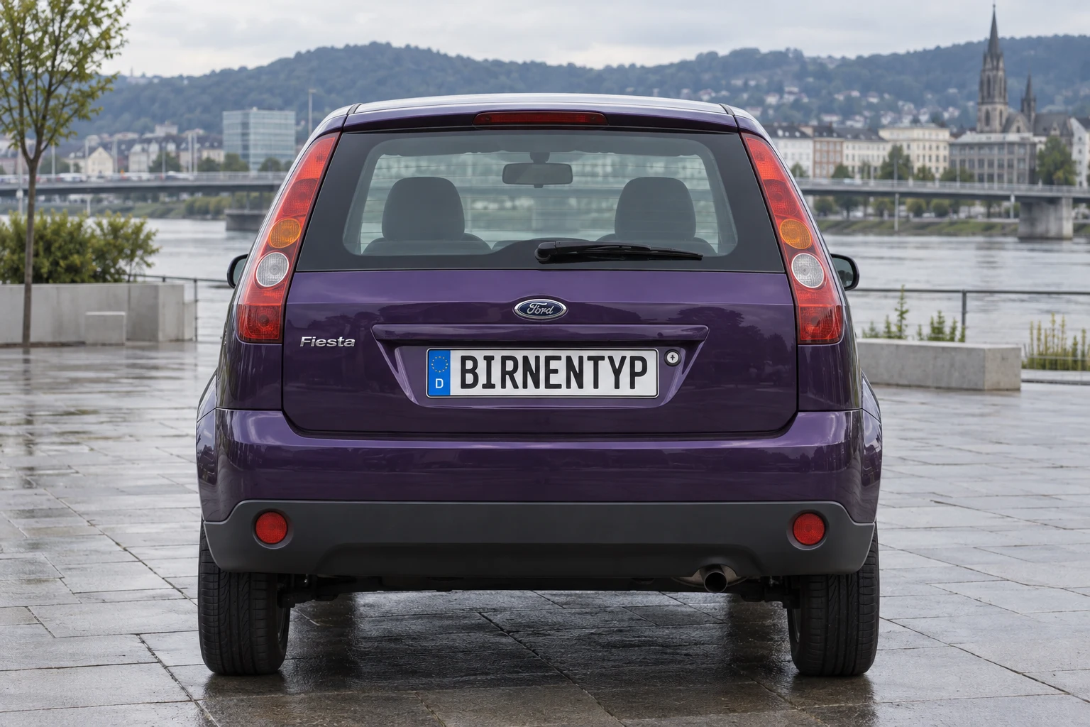 Heck-Ansicht des Ford Fiesta 6. Gen (mit KI erzeugt)