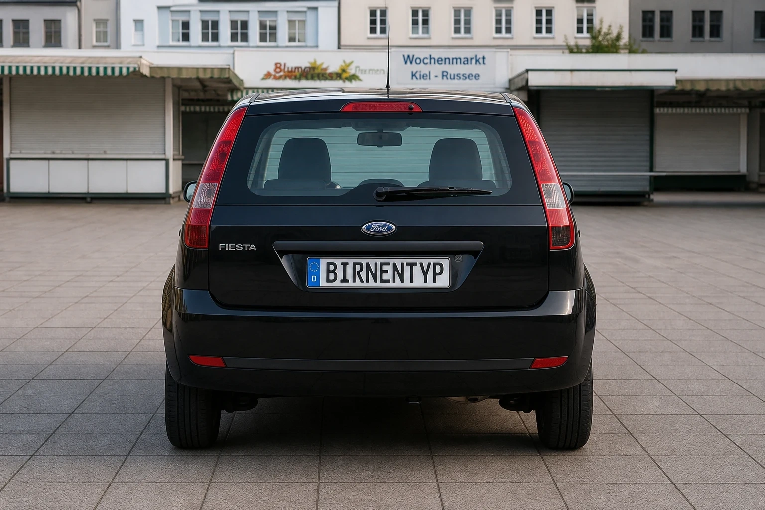 Heck-Ansicht des Ford Fiesta 6. Gen (mit KI erzeugt)