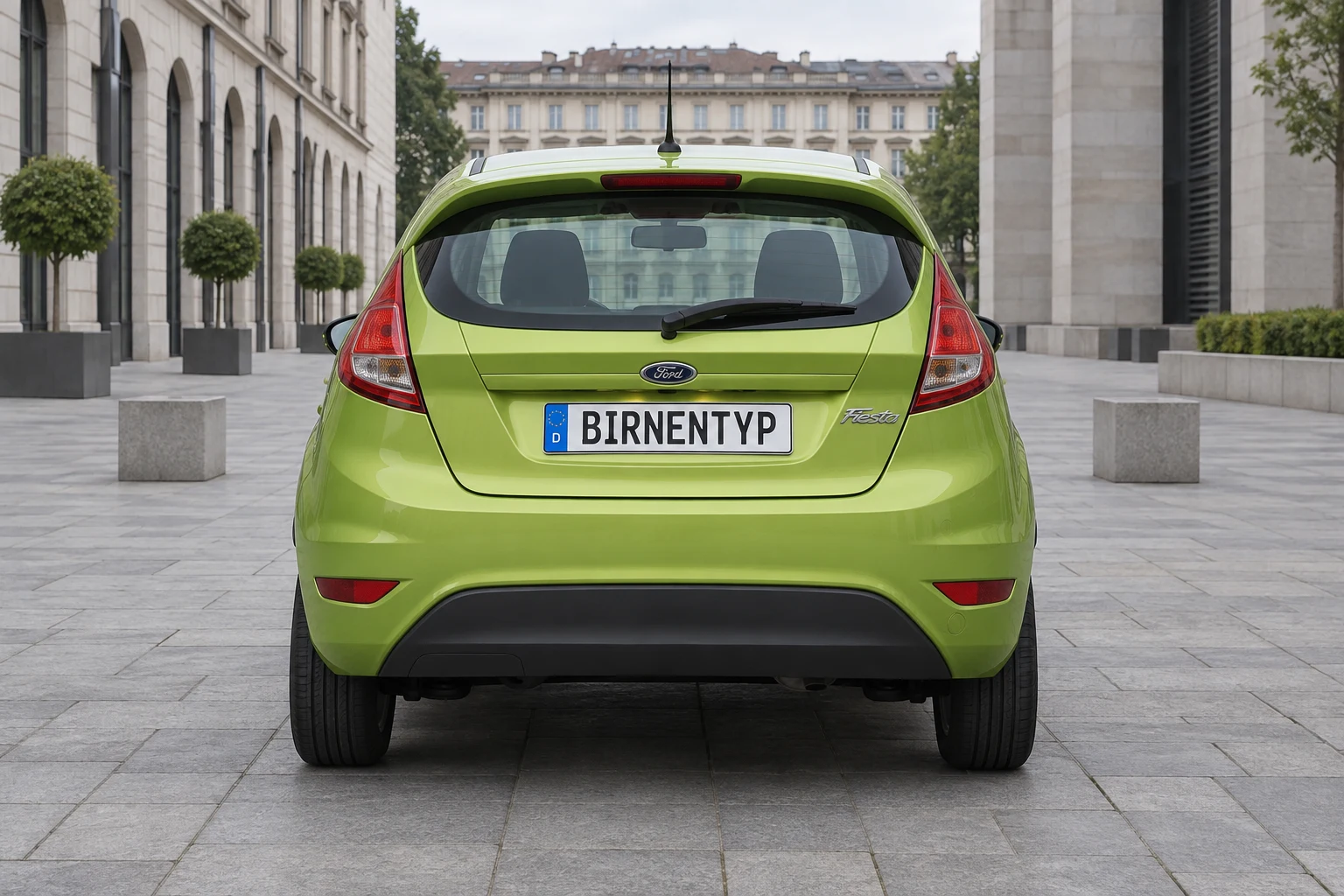 Heck-Ansicht des Ford Fiesta 7. Gen (mit KI erzeugt)