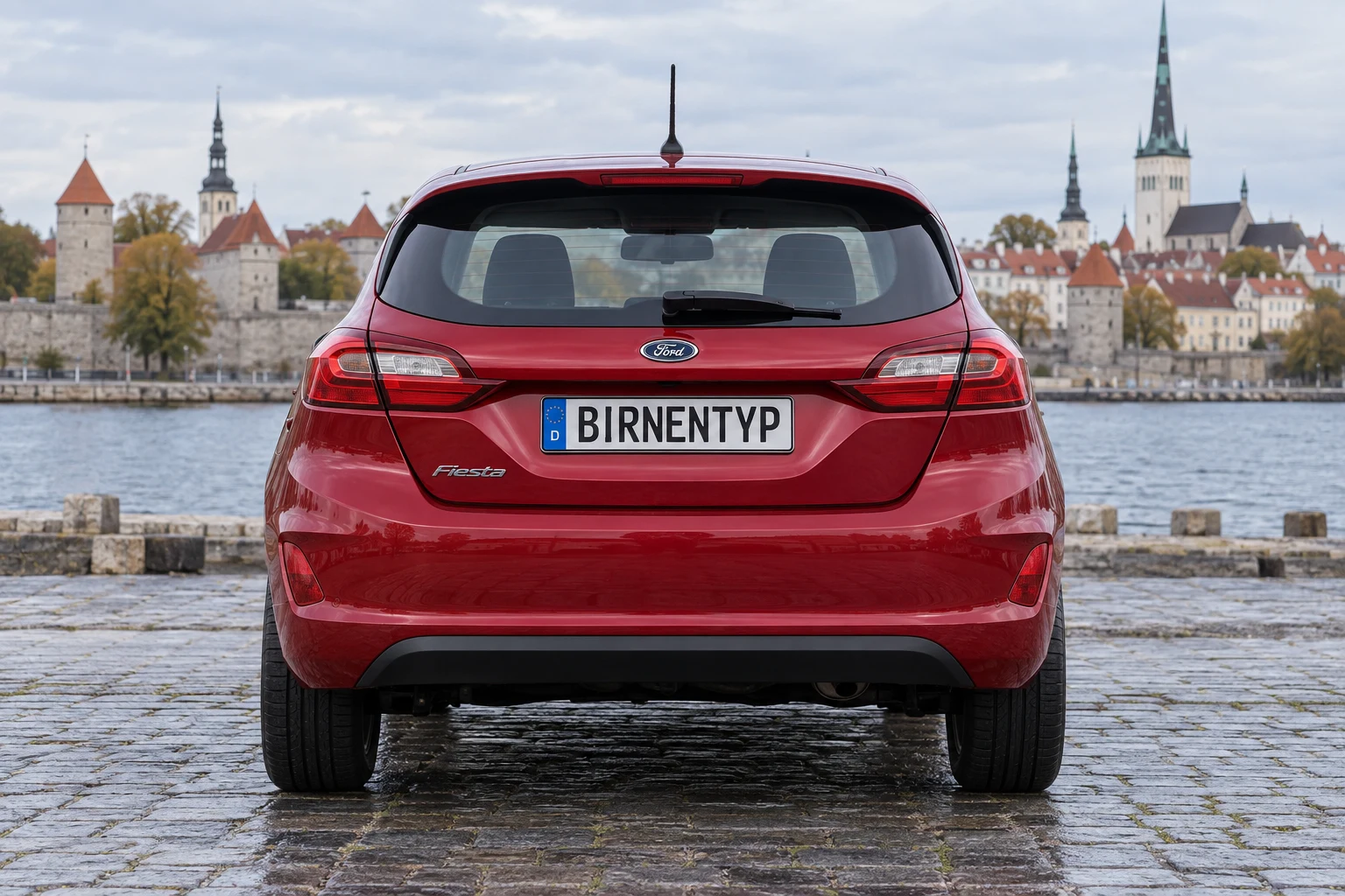 Heck-Ansicht des Ford Fiesta MK8 (mit KI erzeugt)