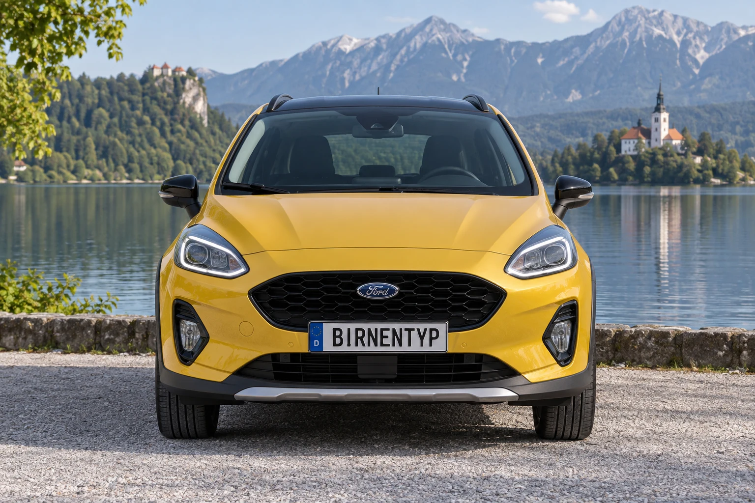 Frontansicht des Ford Fiesta MK8 (Active (Crossover)) (mit KI erzeugt)