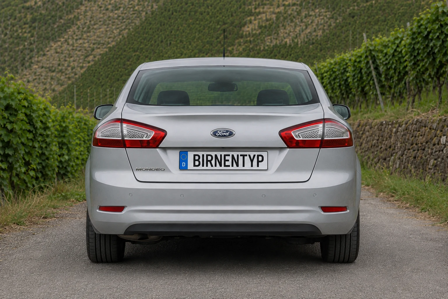 Heck-Ansicht des Ford Mondeo (mit KI erzeugt)