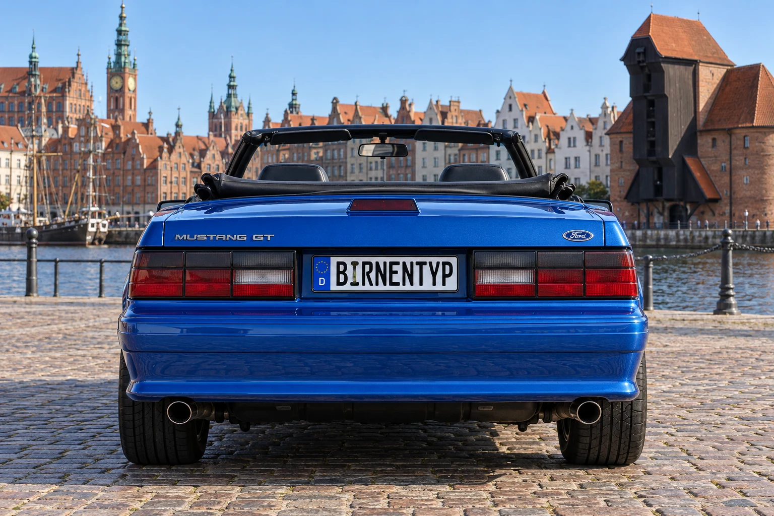 Heck-Ansicht des Ford Mustang 3 (mit KI erzeugt)