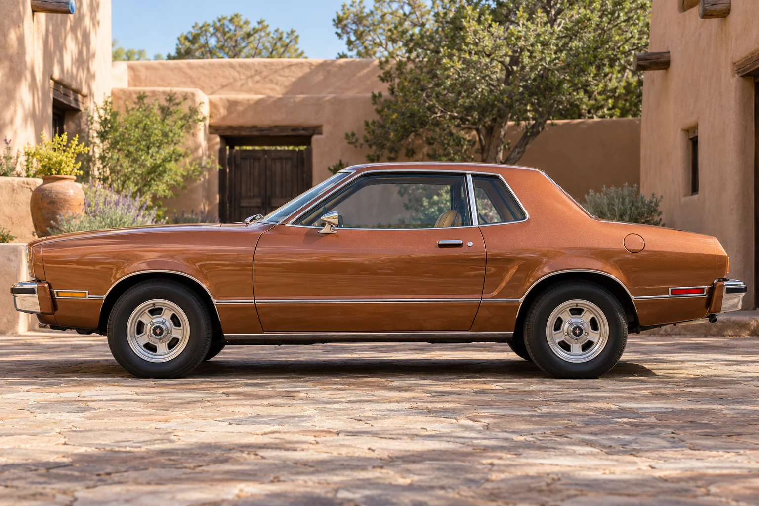 Seitenansicht (Fahrerseite) des Ford Mustang / T5 2 als Hardtop Coupé (mit KI erzeugt)