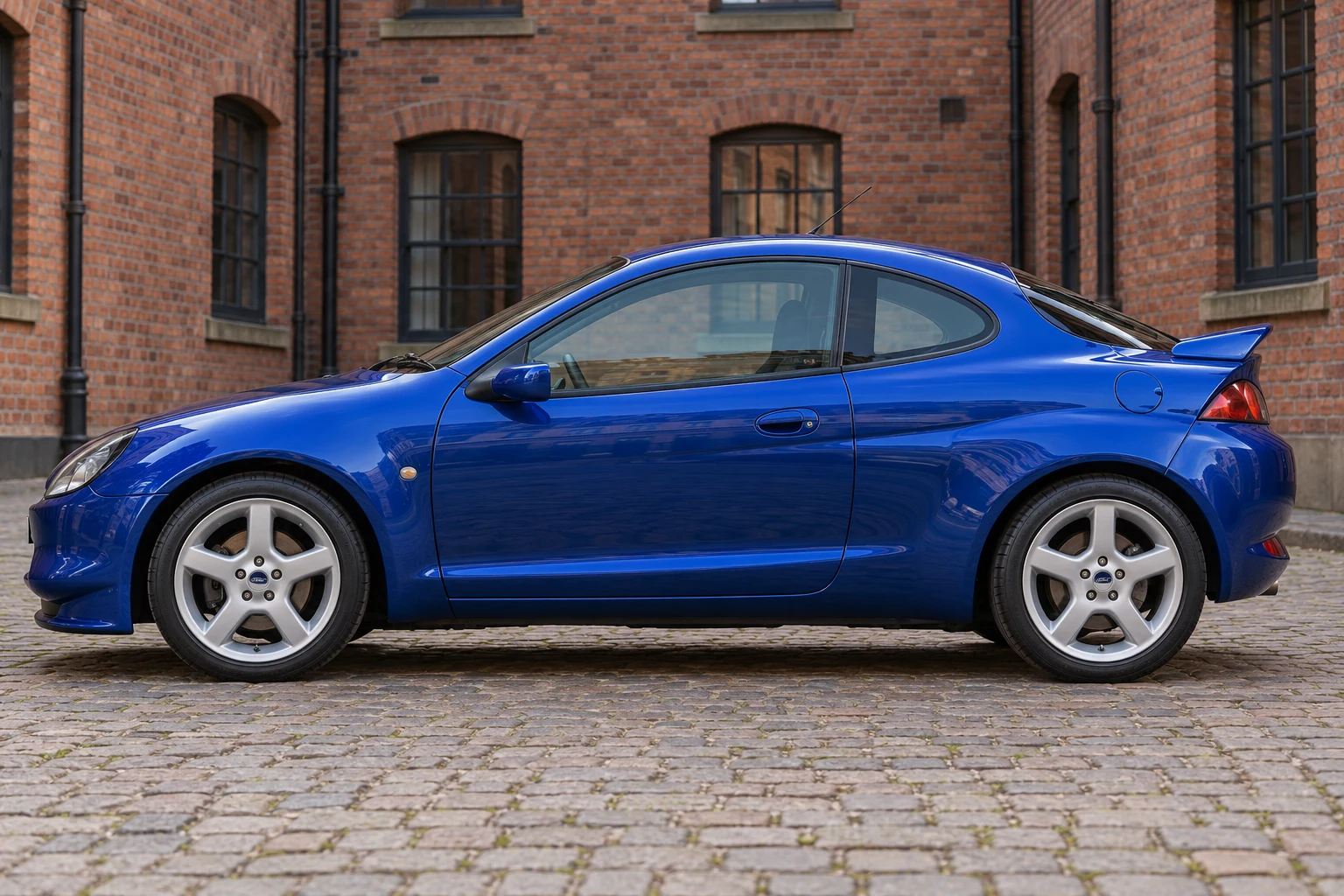 Seitenansicht (Fahrerseite) des Ford Puma ’98 1 als Ford Racing Puma (FRP) (mit KI erzeugt)