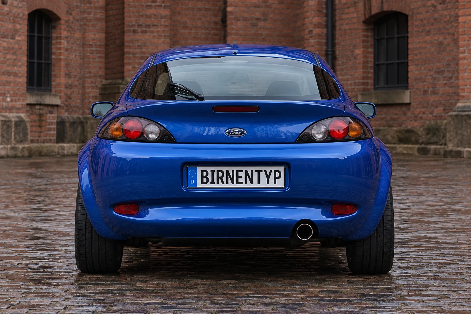 Heck-Ansicht des Ford Puma ’98 1 (mit KI erzeugt)
