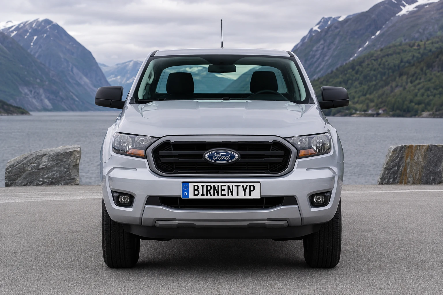 Frontansicht des Ford Ranger (Extrakabine) (mit KI erzeugt)