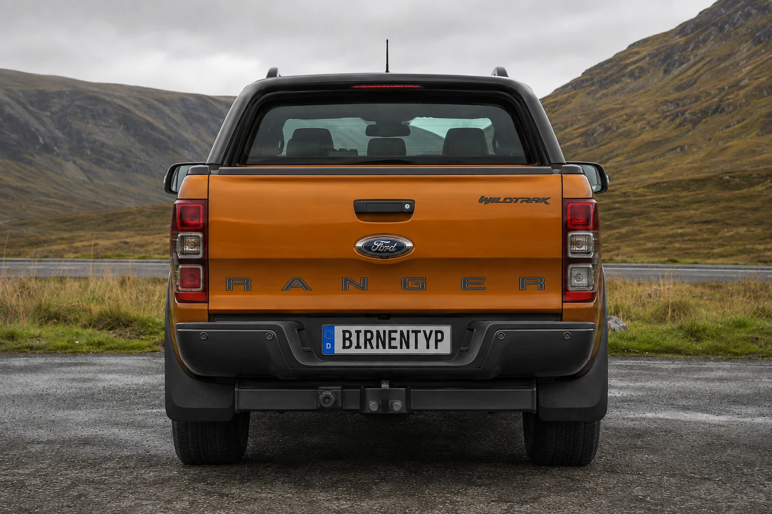 Heck-Ansicht des Ford Ranger (Wildtrak) (mit KI erzeugt)