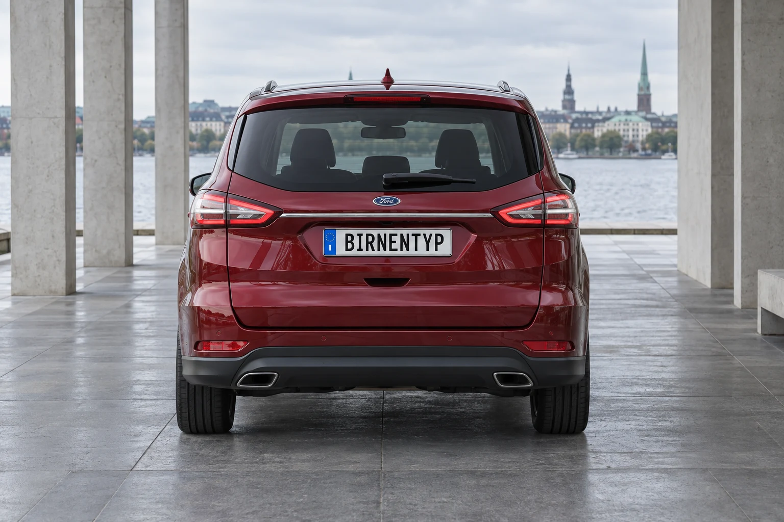 Heck-Ansicht des Ford S-Max 2 (mit KI erzeugt)