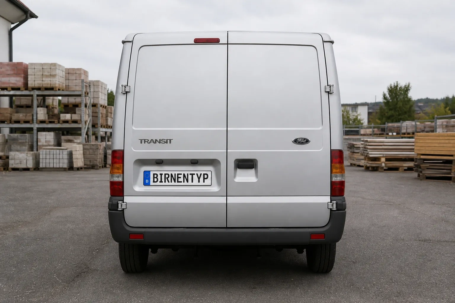 Heck-Ansicht des Ford Transit 5. Gen (mit KI erzeugt)
