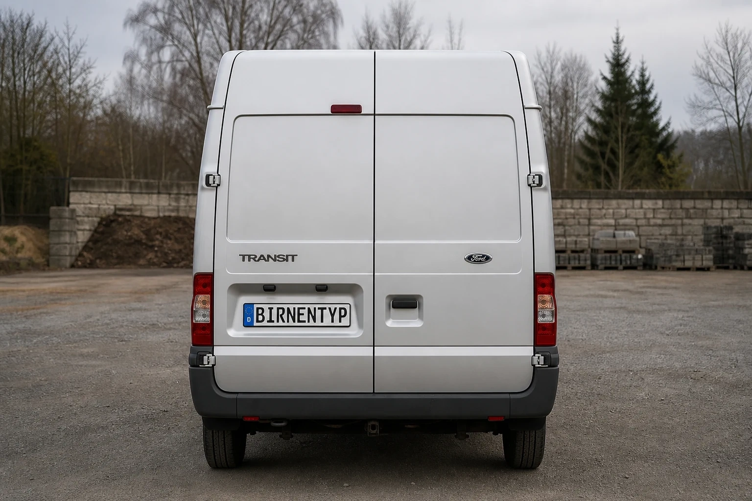 Heck-Ansicht des Ford Transit 6. Gen (mit KI erzeugt)