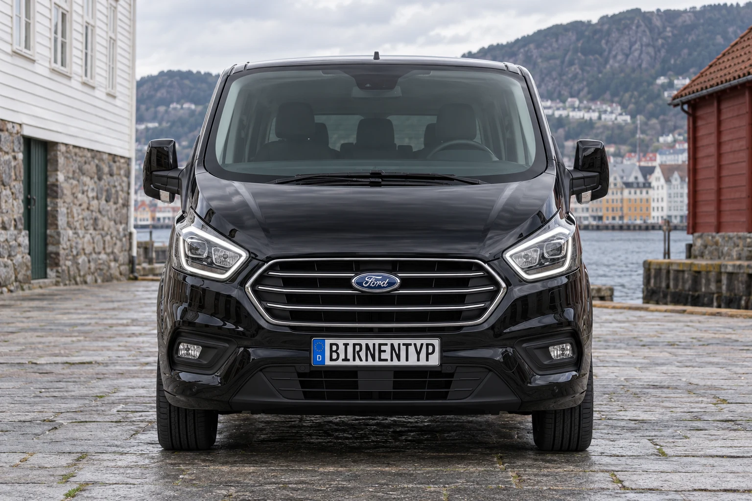 Frontansicht des Ford Transit 7 Facelift (mit KI erzeugt)