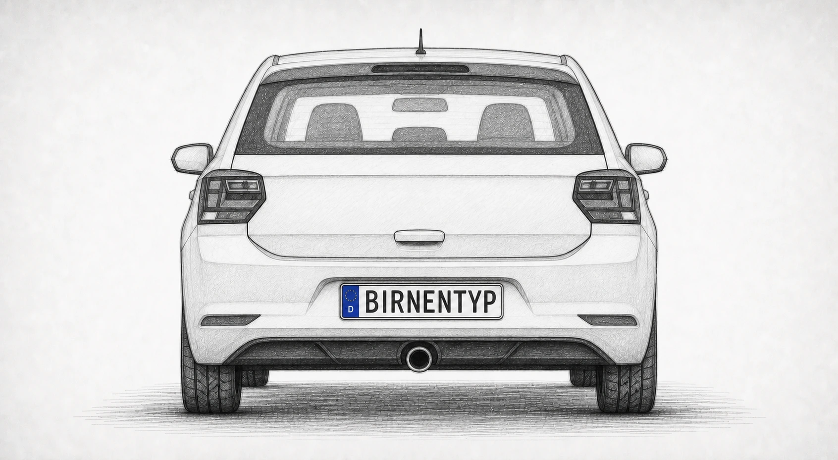 Konzeptzeichnung eines Autos als Platzhalter für die Heck-Ansicht des Ford Mondeo (mit KI erzeugt)