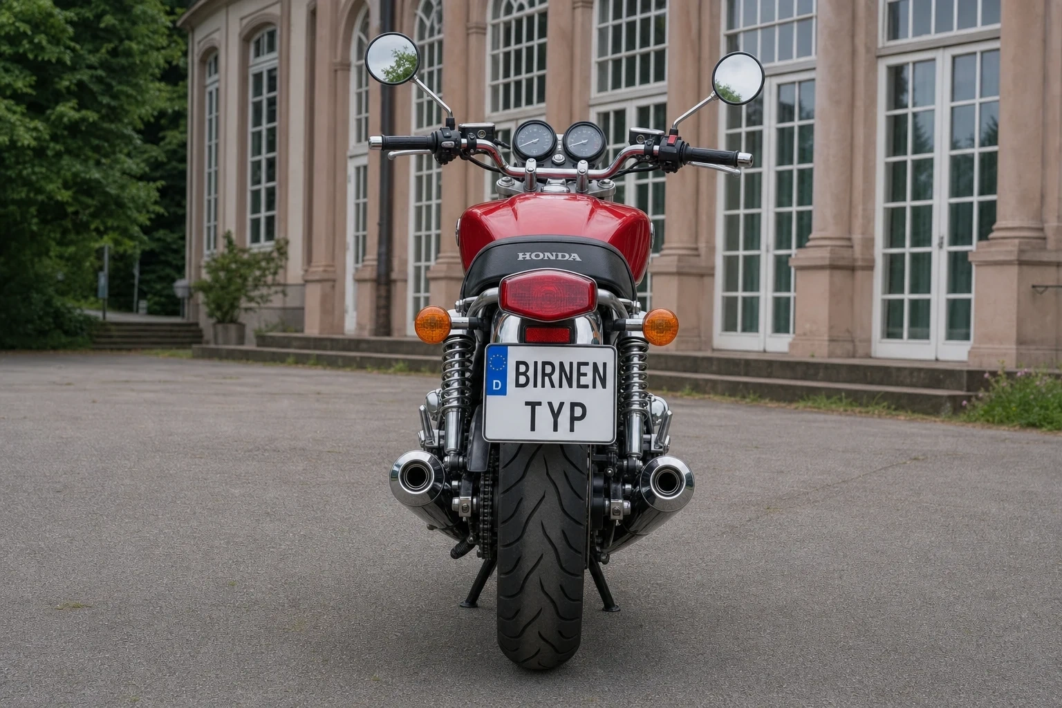 Heck-Ansicht der Honda CB-1100-A (mit KI erzeugt)