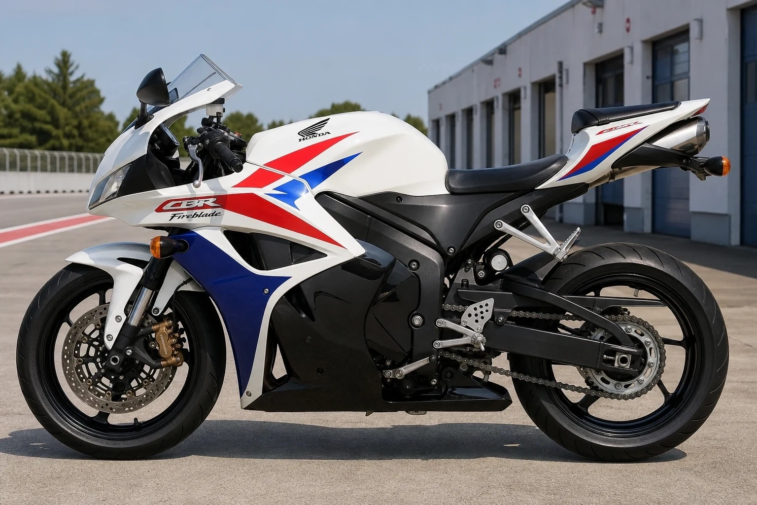 Seitenansicht (Fahrerseite) der Honda CBR-1000-RA (& -RR) als Supersportler (mit KI erzeugt)